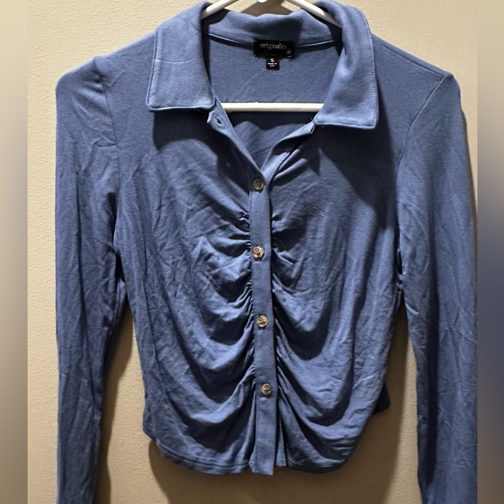 Ruched button down top